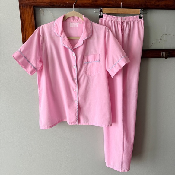 Matching Pajama Set Pastel Pink w/Blue Vintage Nite Mates - Picture 1 of 14